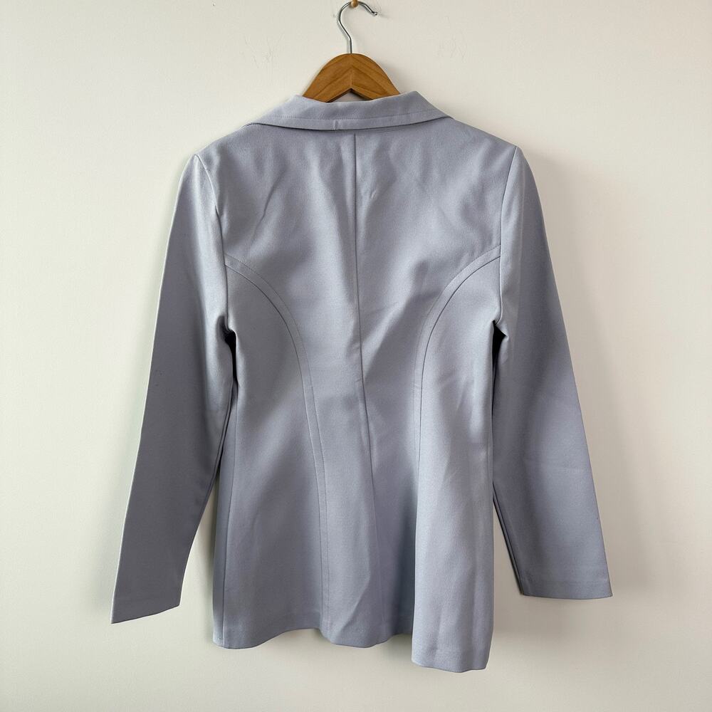 Vintage Light Blue Grey Minimalist Blazer Wrapper Size 7/8 - Picture 2 of 4